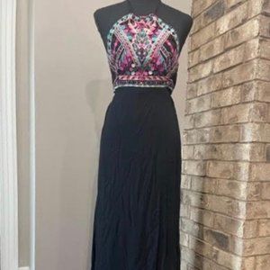 Little Beach Black Embroidered Maxi Dress